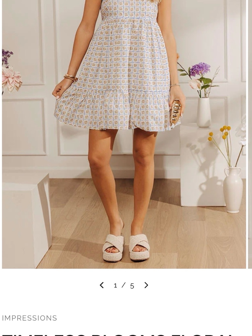 Impressions White and Light Blue Printed Sundress